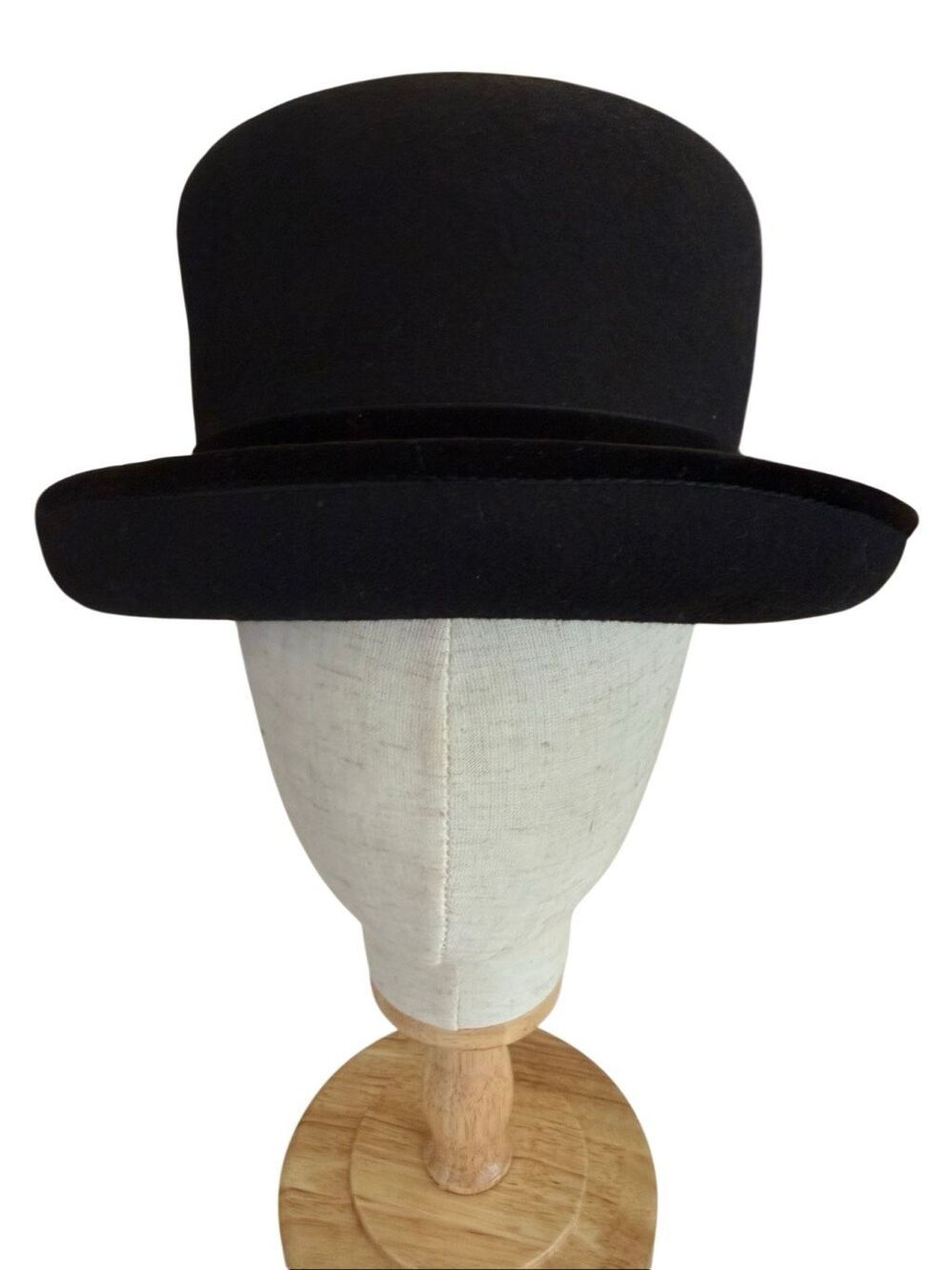 Eric Javitz Black Wool Felt Top Hat Velvet Trim Romantic Goth Victorian Luxury - Picture 2 of 8
